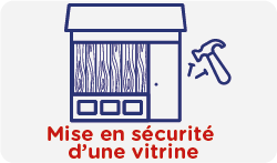 Mise en sécurité d'une vitrine cassée