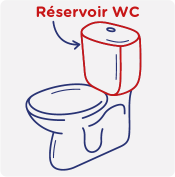 Fourniture et pose d'un réservoir de WC standard